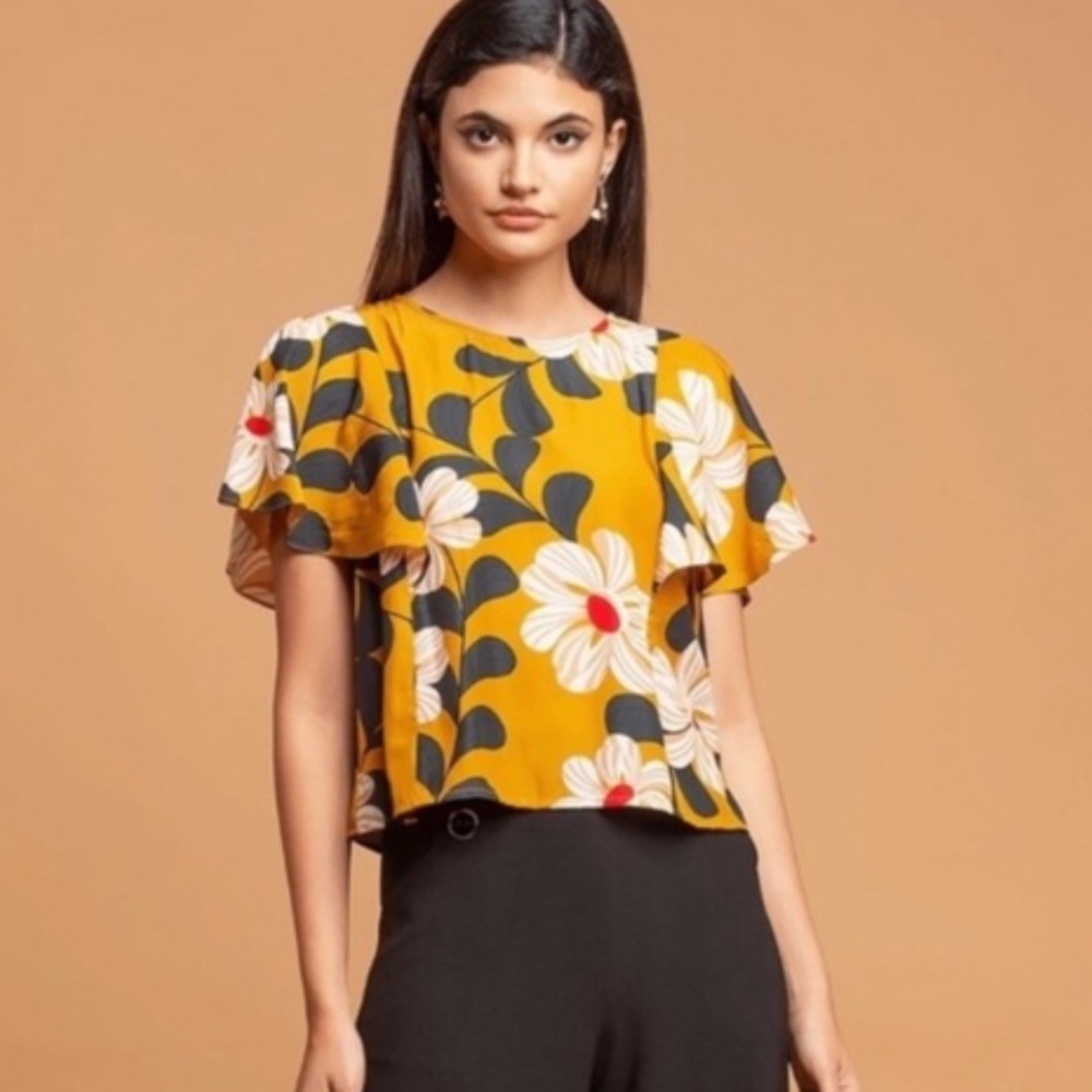 Anthropologie Eva Franco Ikebana Floral Blouse Top Size 8